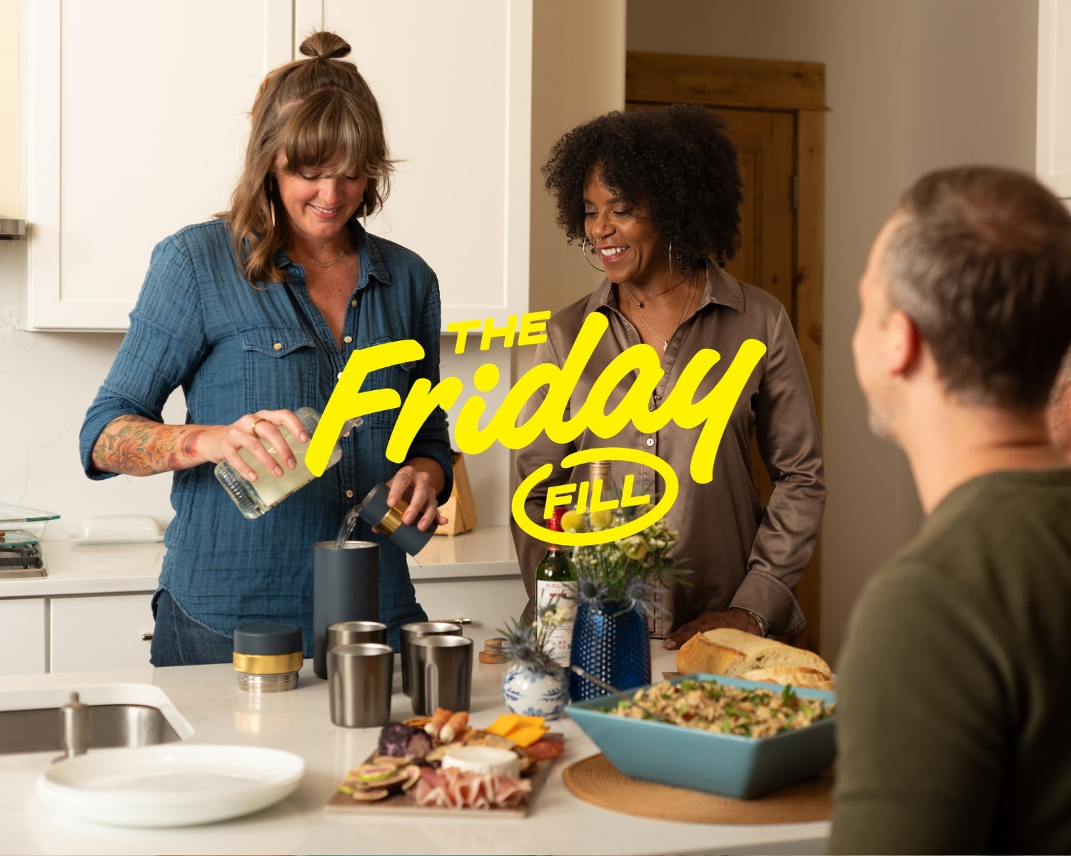 High Camp Highball Shaker being used to make a batch espresso martini on a kitchen counter