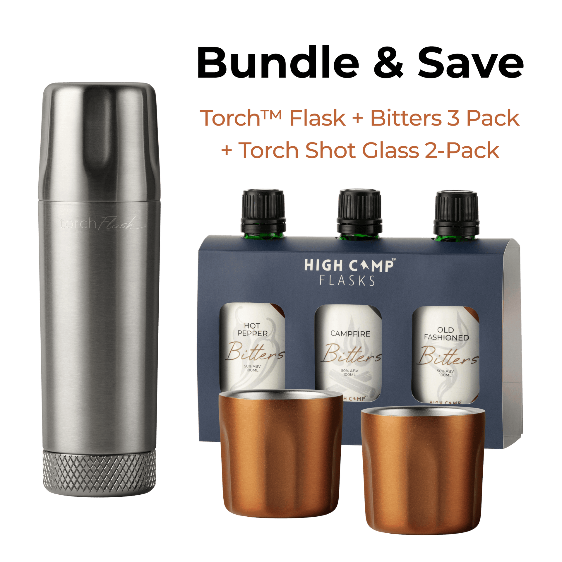 Torch Flask Bundle - Save Instantly | High Camp Flasks Copper / Onyx