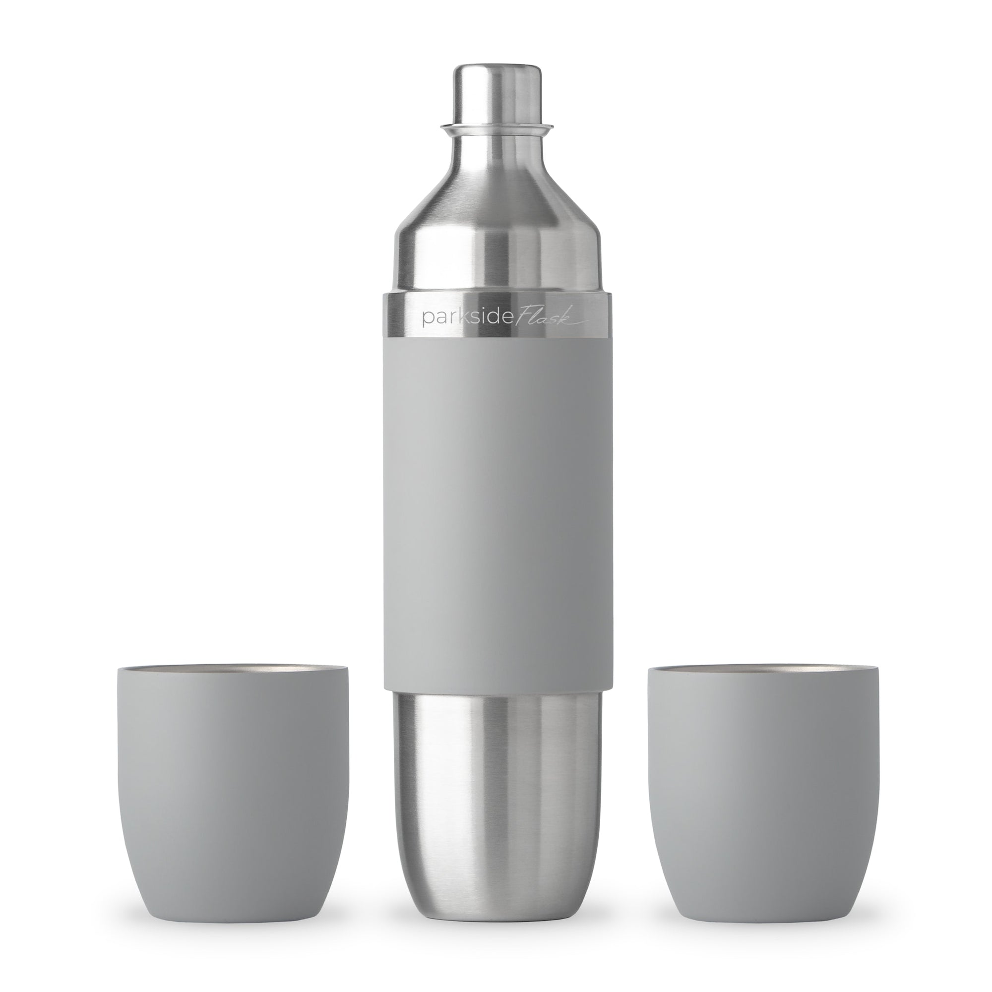 1 Set Silver Vacuum Water Bottle With 3 Cups Gift Box, Vacuum