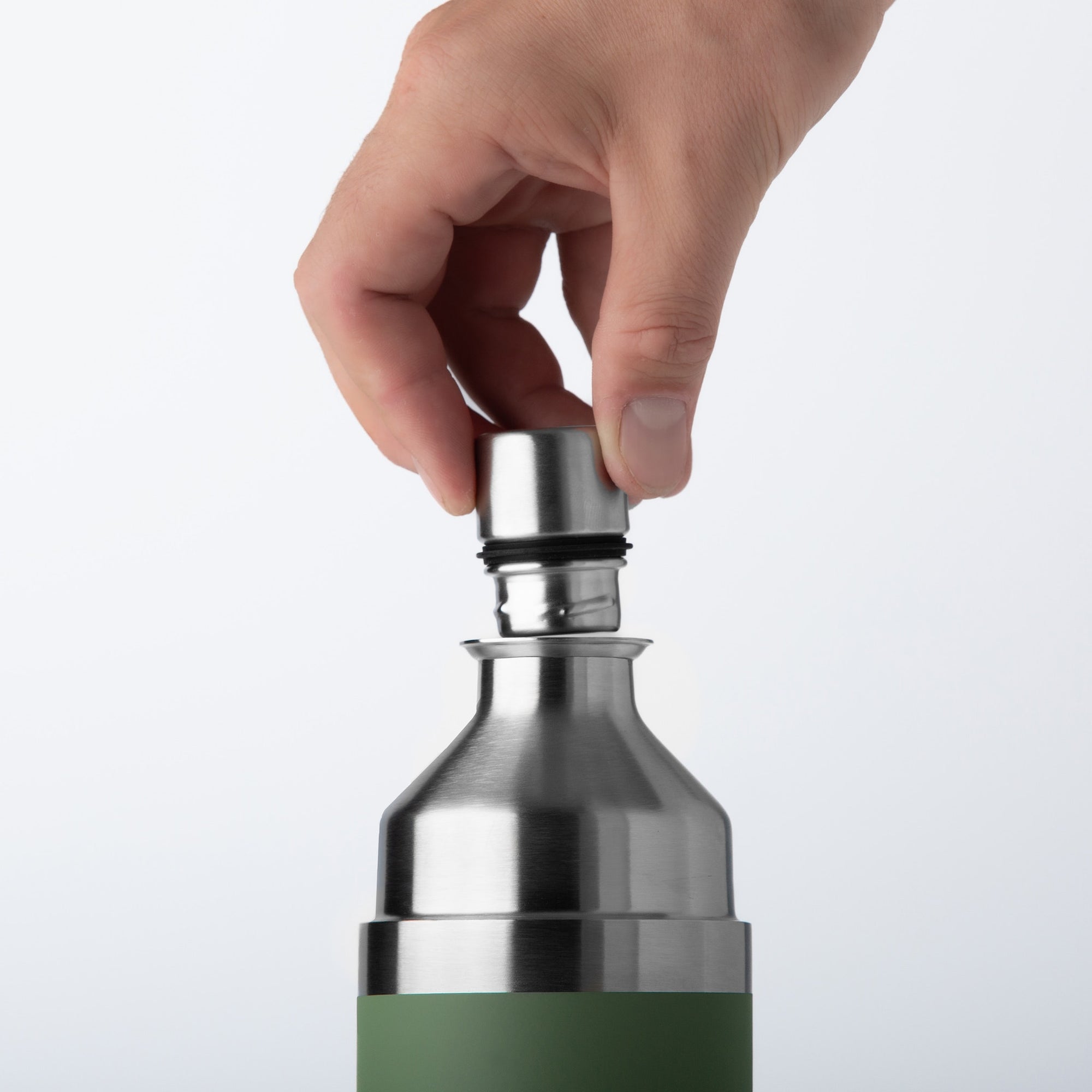 Parkside Flask 375 - Wine Flask + Stemless Glass | High Camp Flasks Parasol Grey