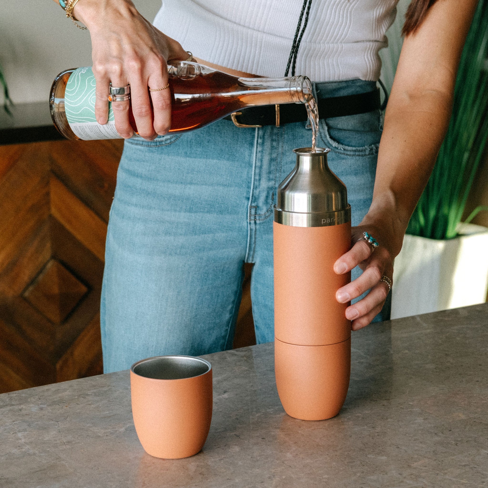 Parkside Flask - Wine Flask + Stemless Glasses | High Camp Flasks