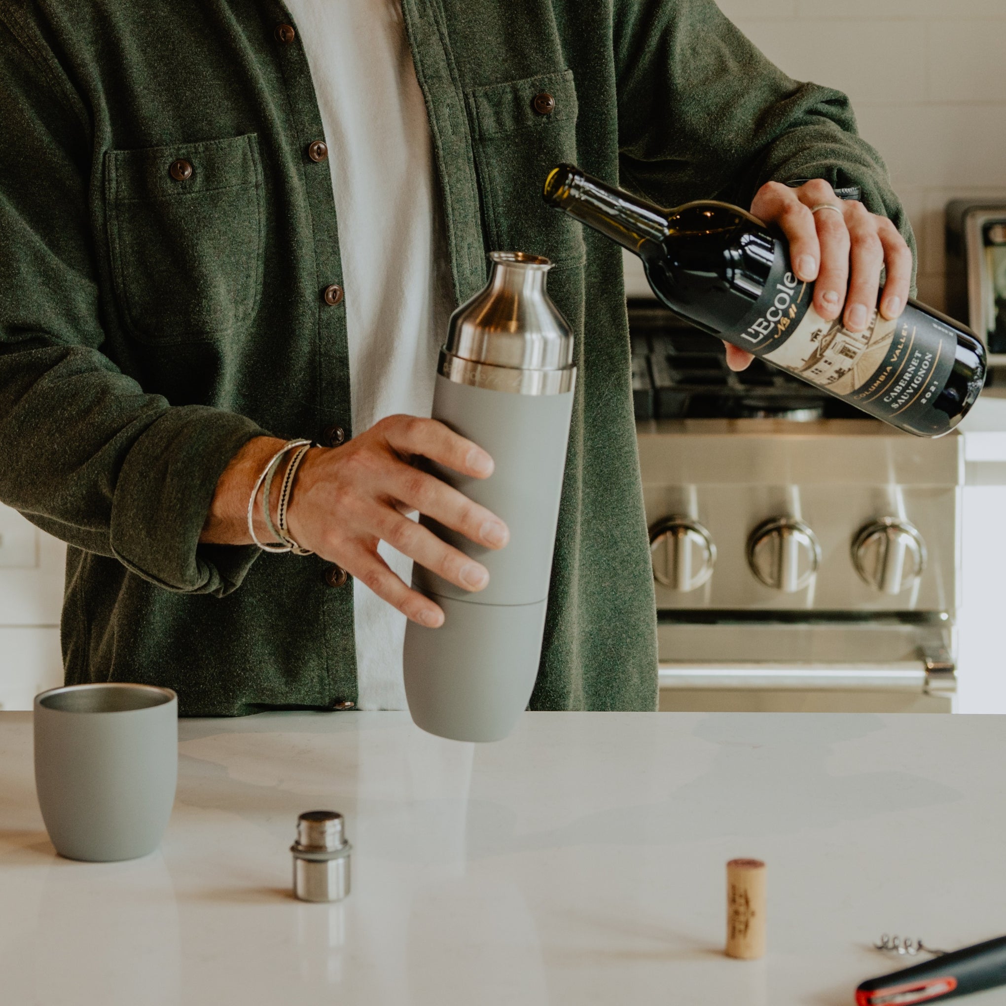 Parkside Flask - Wine Flask + Stemless Glasses | High Camp Flasks