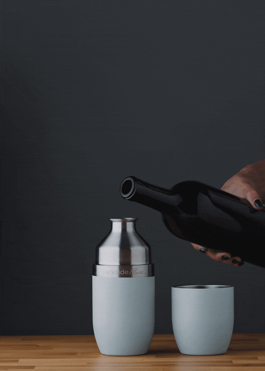 Parkside Flask 375 Wine Flask + Stemless Glass High Camp Flasks